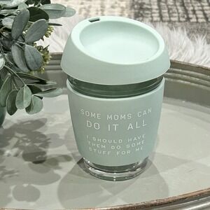 Mud Pie Blue Mom‎ Coffee Travel Cup With Silicone Exterior Cover & Lid 15oz